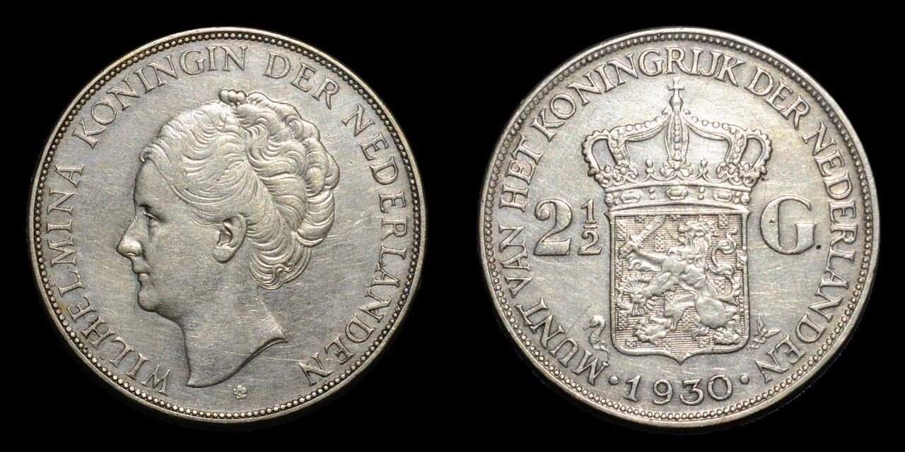 アンティークコインの世界 | ウィルヘルミナ女王の2•1/2グルデン銀貨 