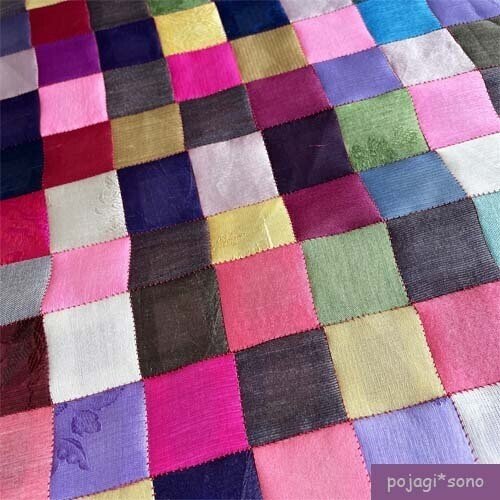チョガッポのポジャギ 韓国ポジャギ 手縫いマルチカラーポジャギ カラフル 120×80cm