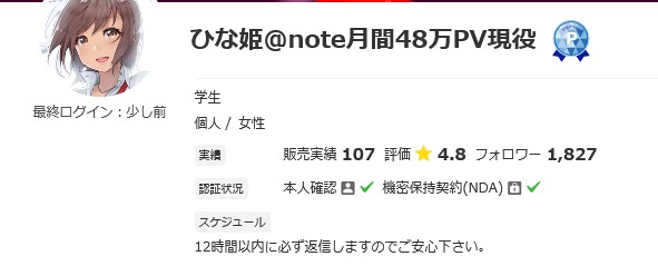 Screenshot 2021-09-25 at 12-43-21 ひな姫＠note月間48万PV現役さん(学生)のプロフィール ココナラ