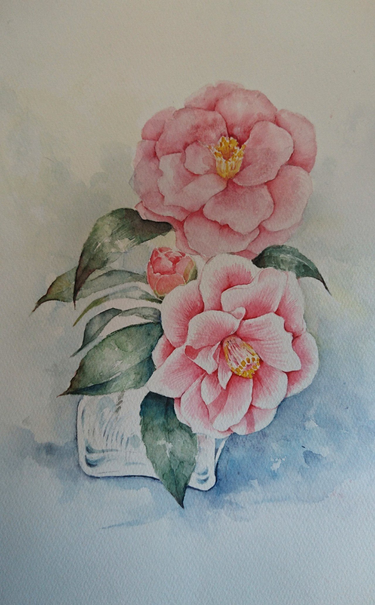 水彩作品と花写真 笑い猫 猫とお絵描き Note