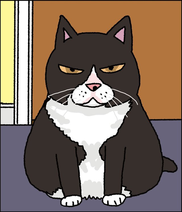 「もっとごはんくれ」という顔をしたネコさんイラストを描きました。  ネタ元はこちら。 http://karapaia.livedoor.biz/archives/52161862.html