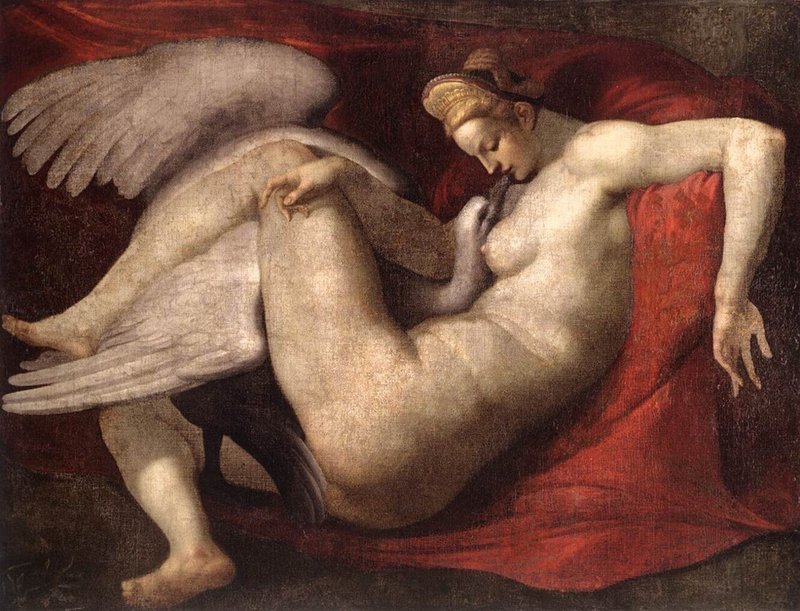 1-6ミケランジェロ《レダと白鳥》1535-60年頃　ロンドン、ナショナル・ギャラリー