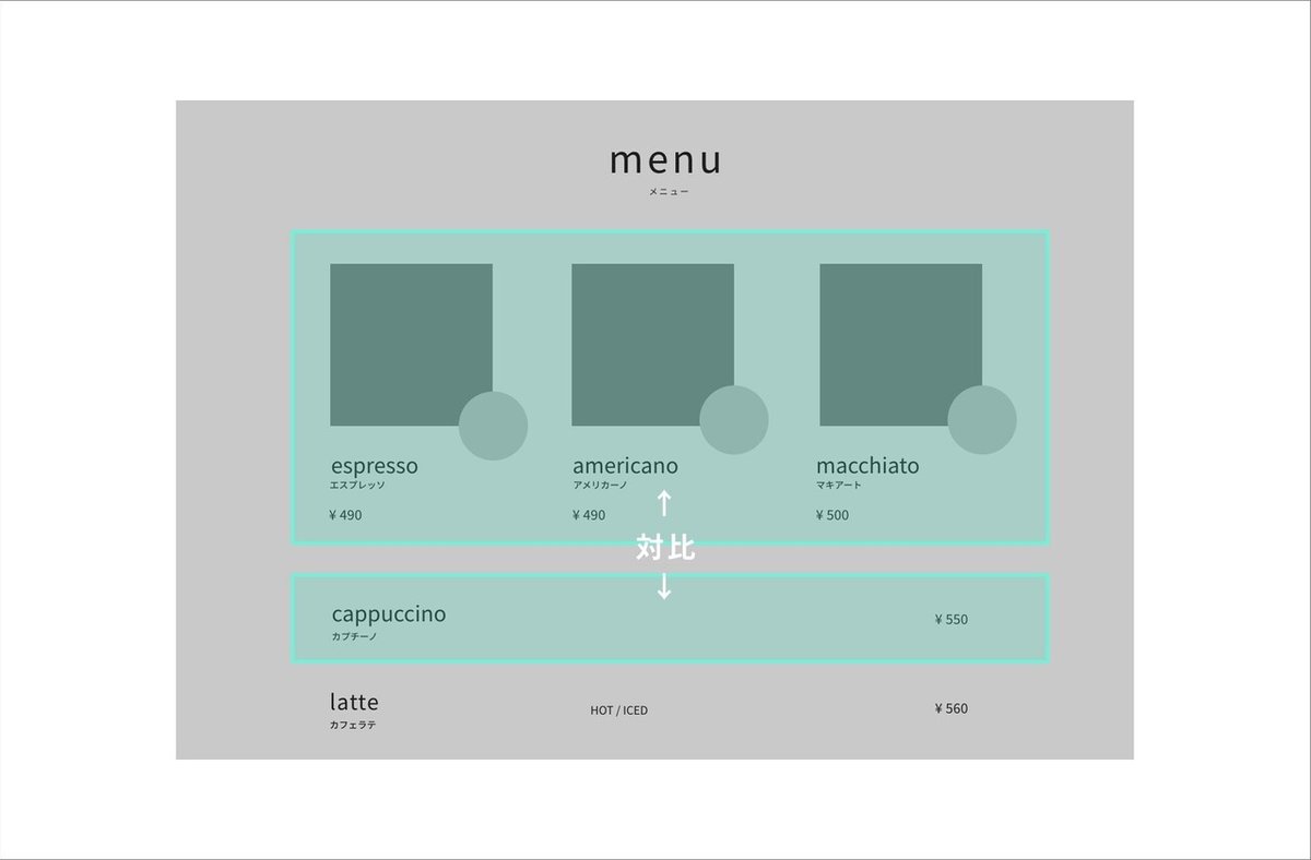 メニュー対比