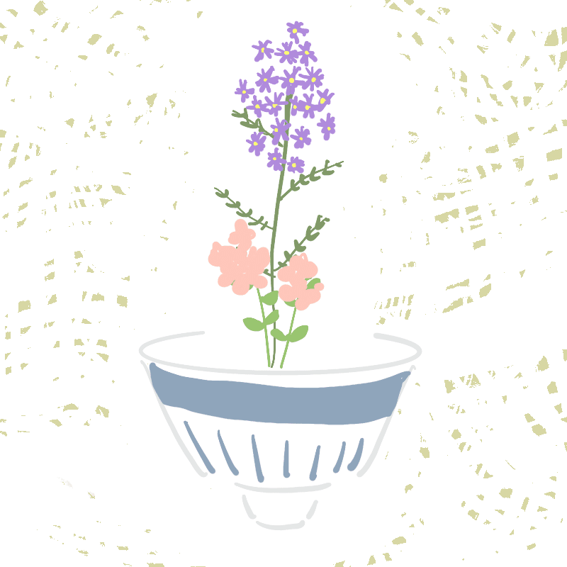 今日のイラスト 庭のお花でいけばな作った 描きました みうちえ Note