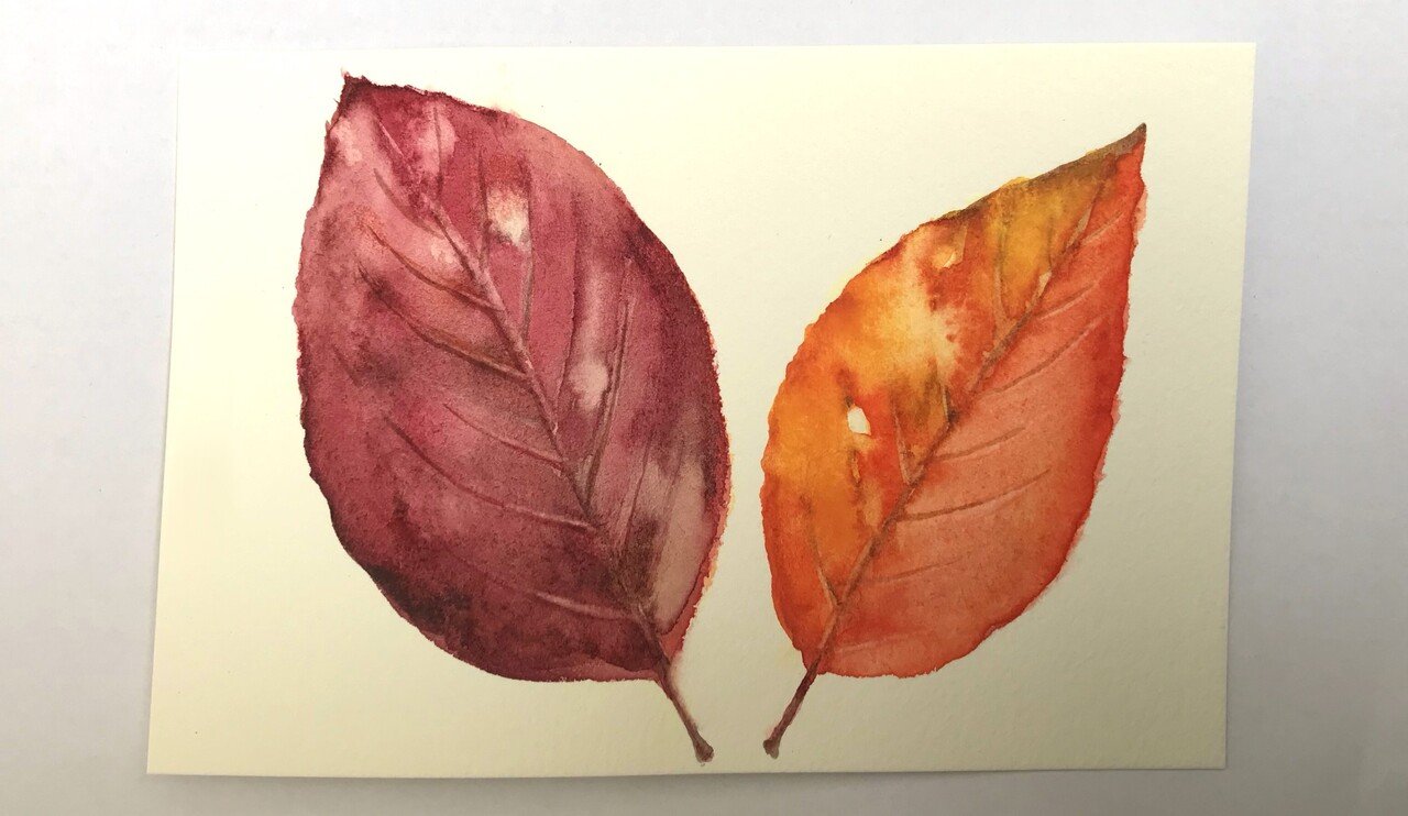 水彩イラスト 落ち葉を描いてみる 日端奈奈子 Note