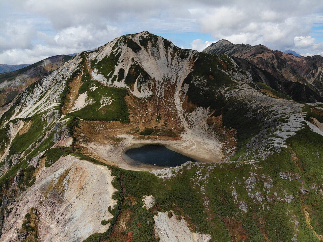 北アルプス稜線に鷲羽池をつくった6000年前の噴火｜ドローンを飛ばして鳥になろう