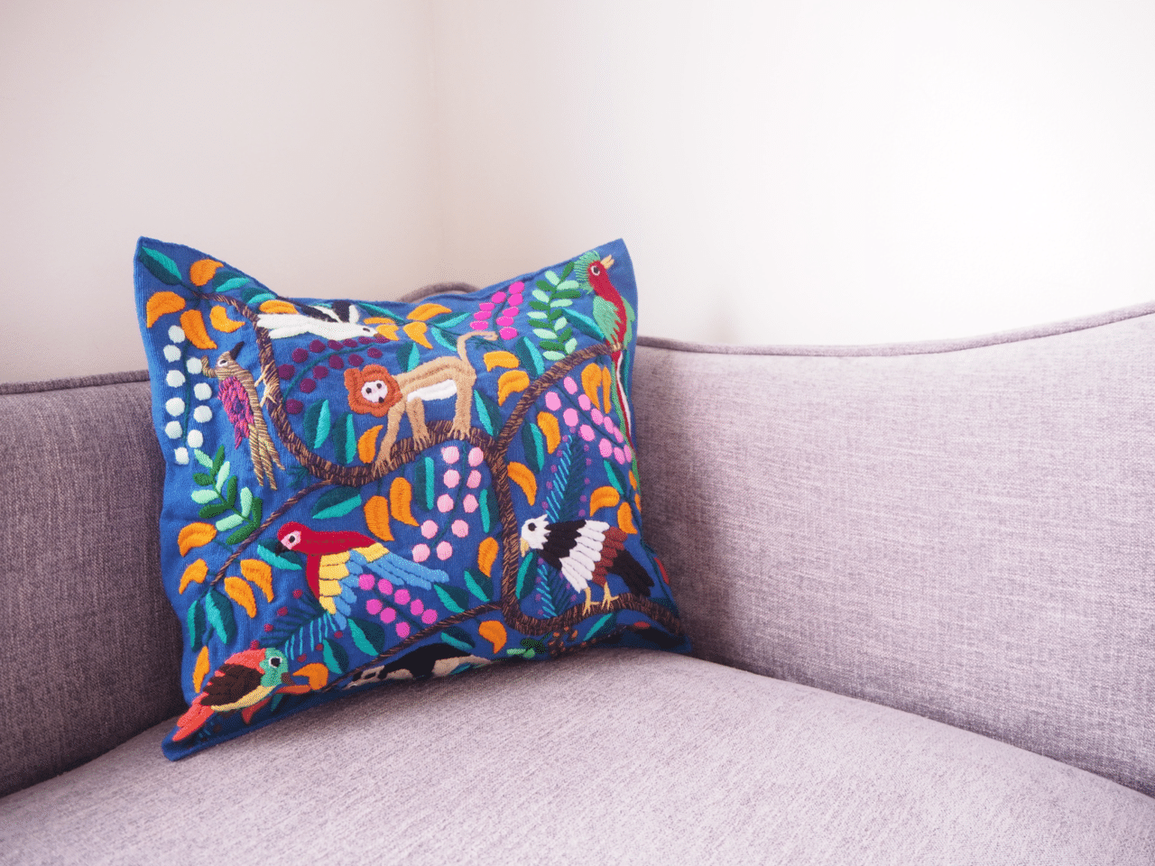 ♥70sVintage✽お花刺繍メキシコ刺繍ポンチョメキシコポンチョ♥