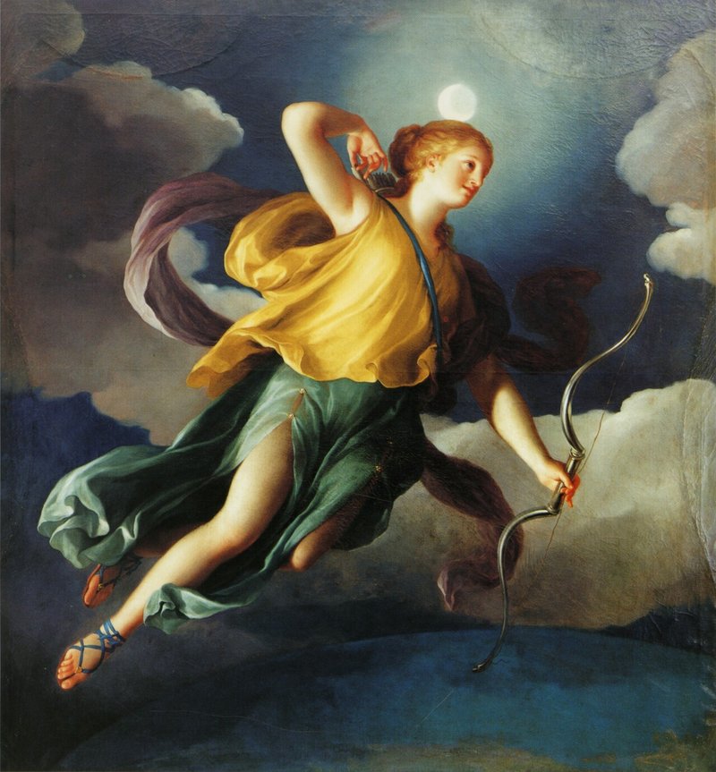 アントン・ラファエル・メングス『夜空にあるアルテミス』（1765年）