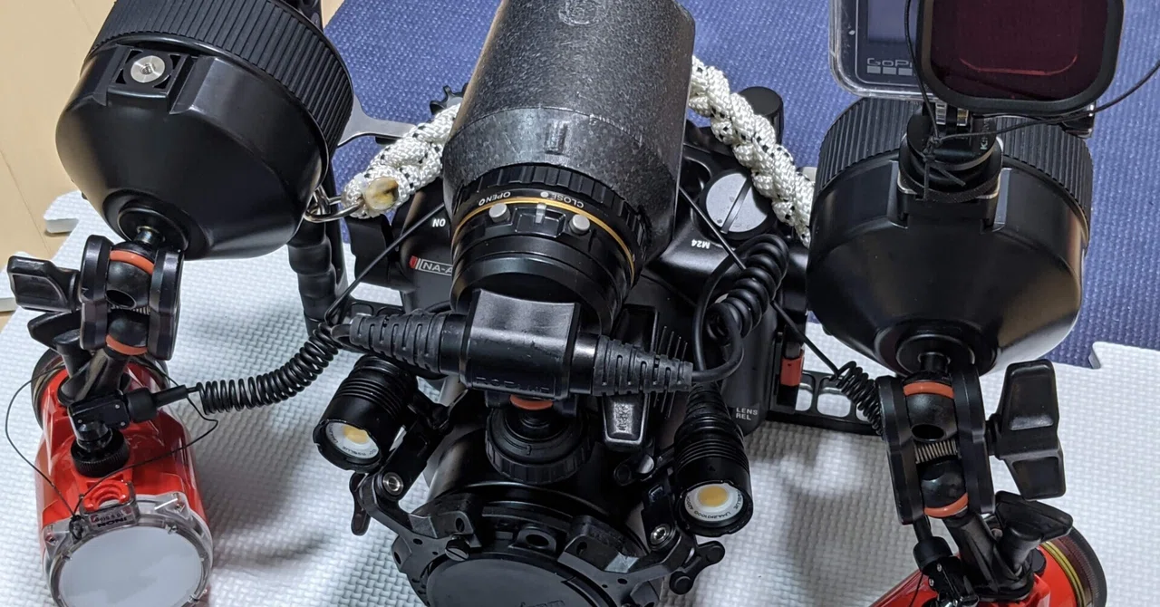 Canon40D、 SEA&SEAハウジング られん ストロボ2 マクロポート ライト