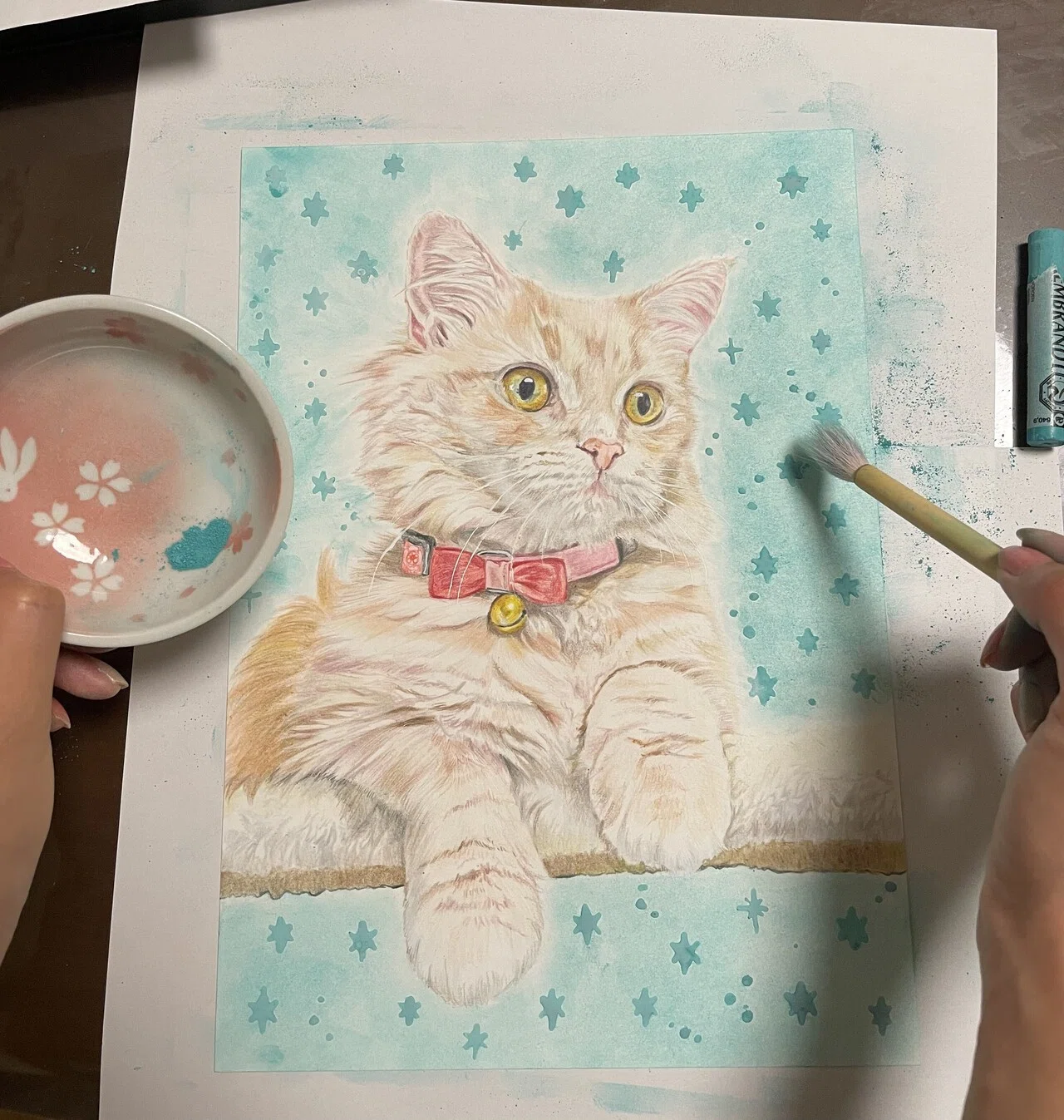 色鉛筆とパステルを使った似顔絵メイキング｜Ryushion