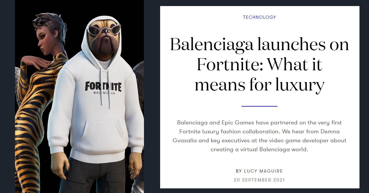 VOGUE BUSINESS 「フォートナイトで発信するバレンシアガ: 高級