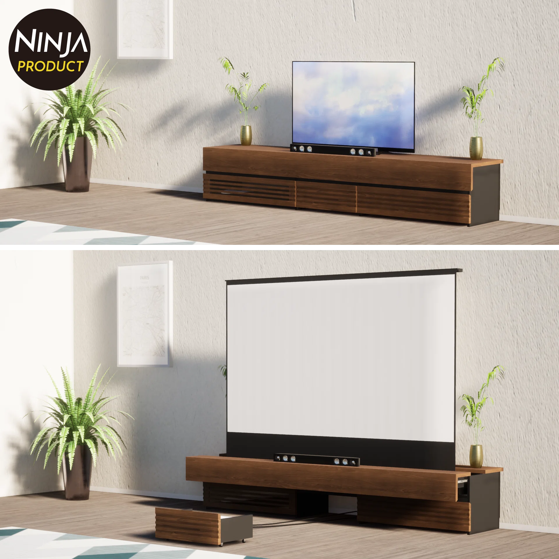 スクリーン収納テレビボード｜ninjaproduct
