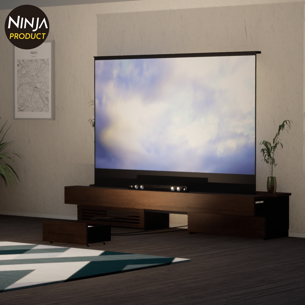 スクリーン収納テレビボード｜ninjaproduct