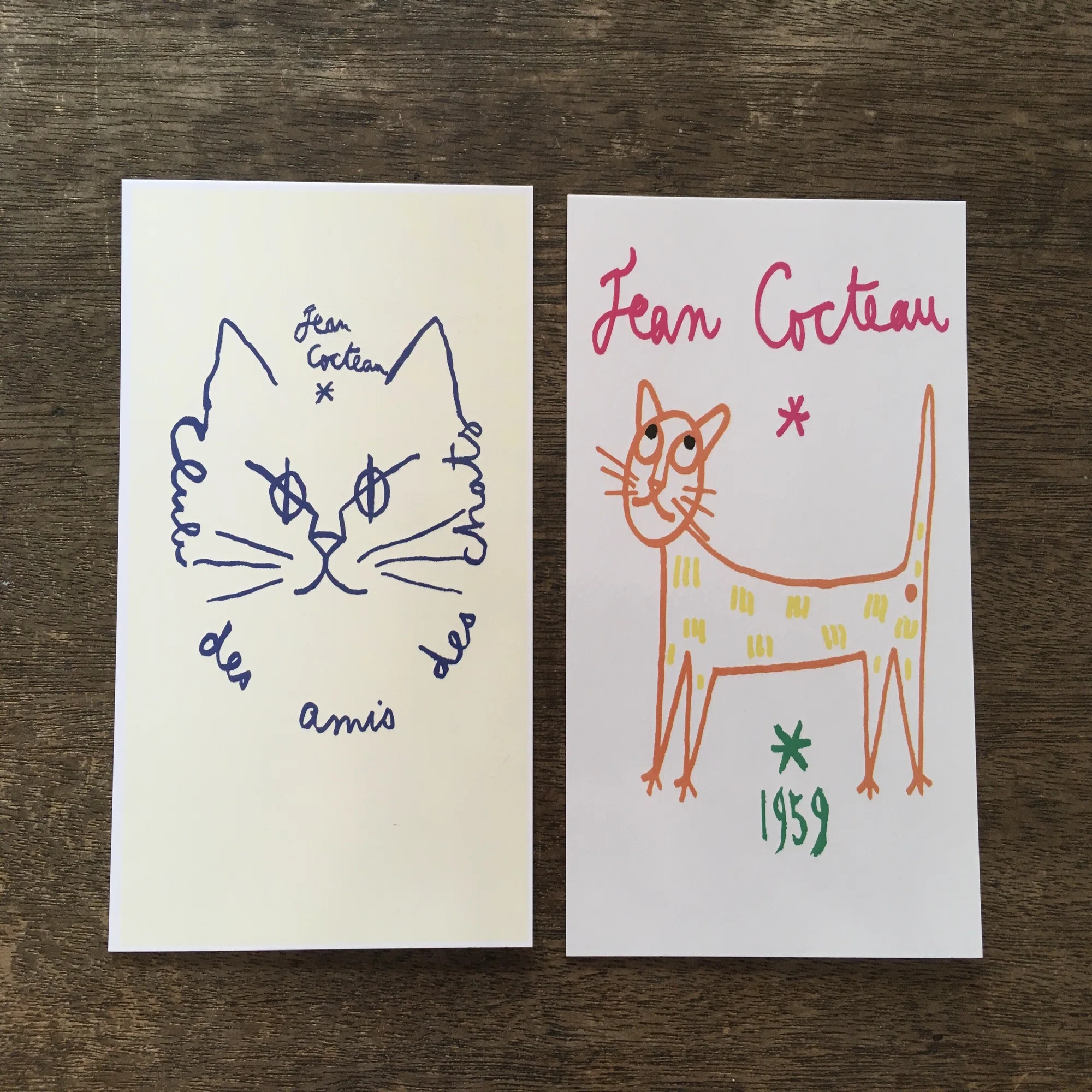 猫ジャンコクトー絵 ねこねこポストカード ジャン・コクトーの描いた猫 