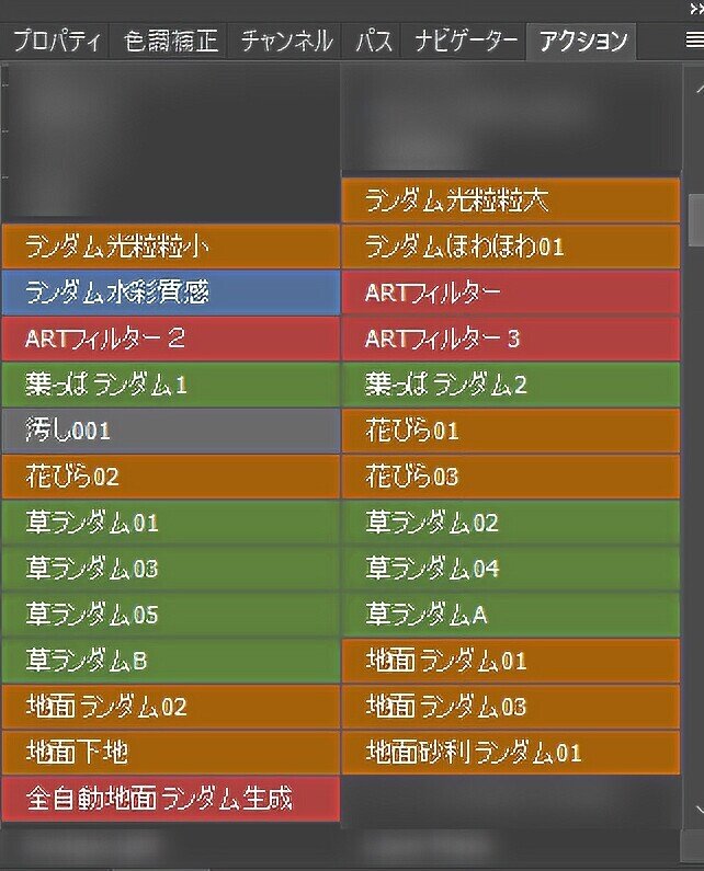 アクション設定サンプル