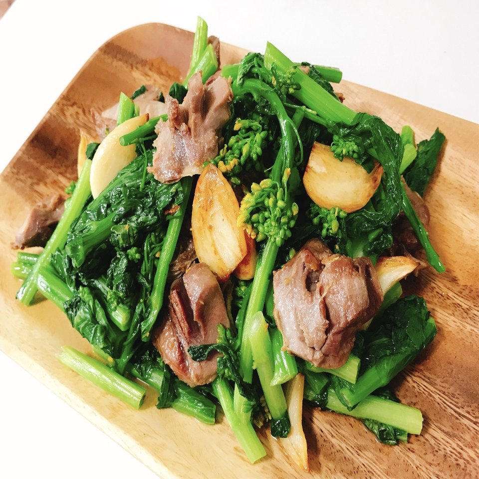 アスパラ菜と砂肝のガーリック炒め おいたん Note