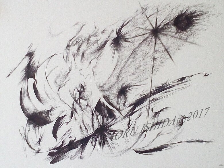 ボールペン画『ごちゃごちゃ』【価格応談】 ごちゃごちゃした機械や街