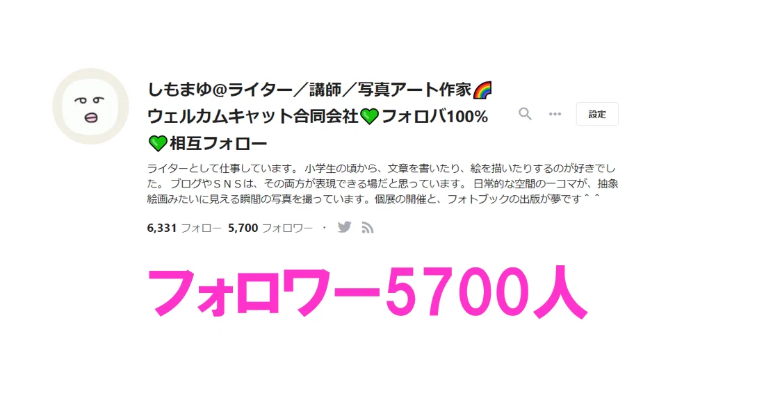 ５ヶ月でフォロワー5700人（文字入）
