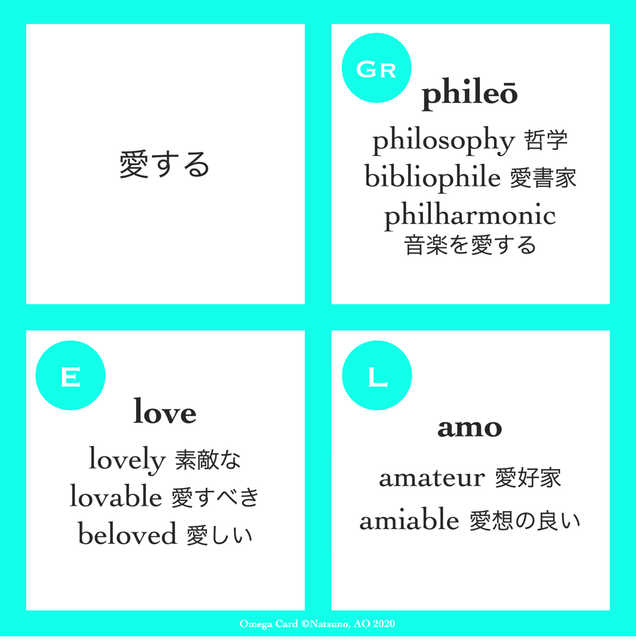 英語の中の 愛 は Love 以外にもあります アマチュアも フィロソフィーも フィルハーモニーも 愛する 英語 Love ラテン語 Amo ギリシア語 Phileō どれも 夏野真碧 Natsuno Ao Note