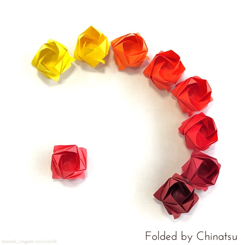 グラデーションが美しい ちなちゃんの川崎ローズ Colorful Kawasaki Rose Folded By Chinatsu Chan まさにぃ Note