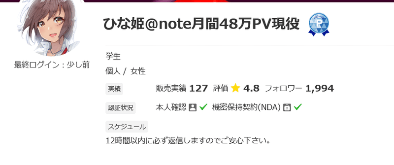 Screenshot 2021-10-16 at 17-07-28 ひな姫＠note月間48万PV現役さん(学生)のプロフィール ココナラ