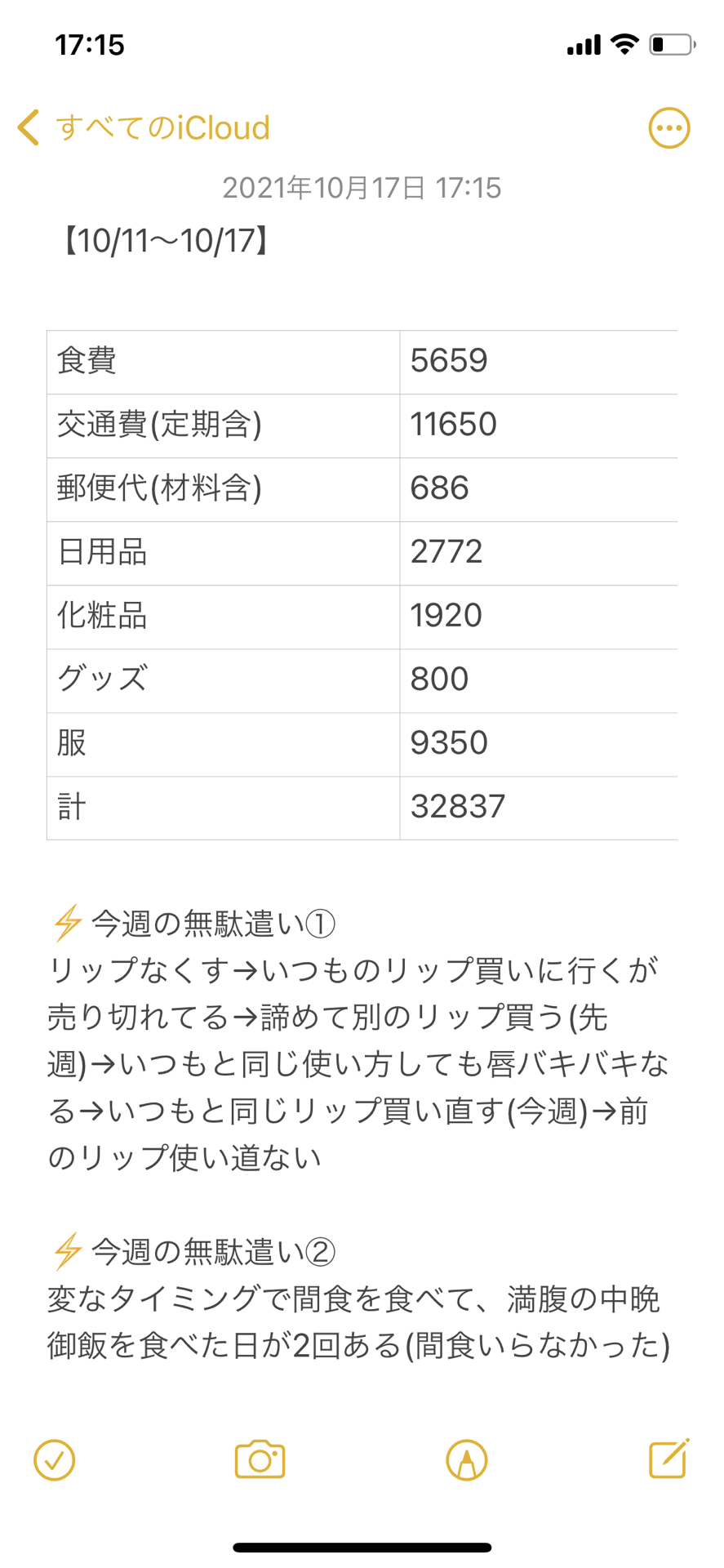 今週の家計簿 給料日あり 定期代引けば2万円ぐらい 外食0 コンビニ食0 でもカフェが2回 食費は5000円以内に抑えるを目標にする 今週は戒めも添えて ちなみに税金も払った 家計簿 一人 まぐろ Note