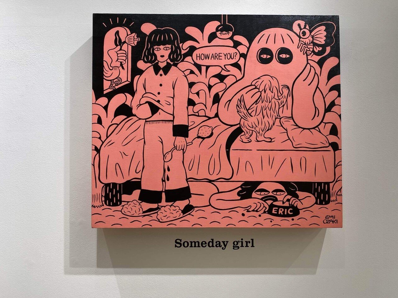 絵画 アート インテリア 原画 赤 かわいい キャラクター 現代