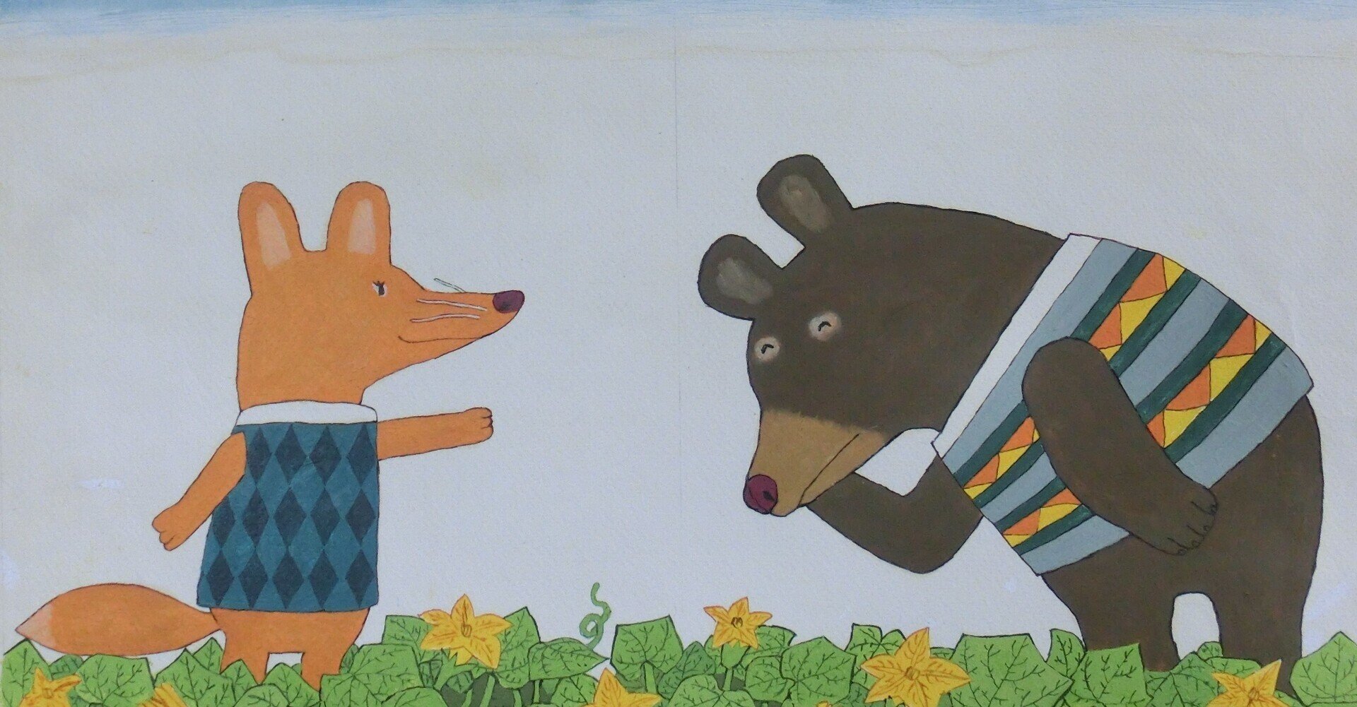 絵画。原画【本を読むのが好きな熊ちゃんと小鳥】 読書しているクマさん｜かわいいフリーアイコン・イラストの無料