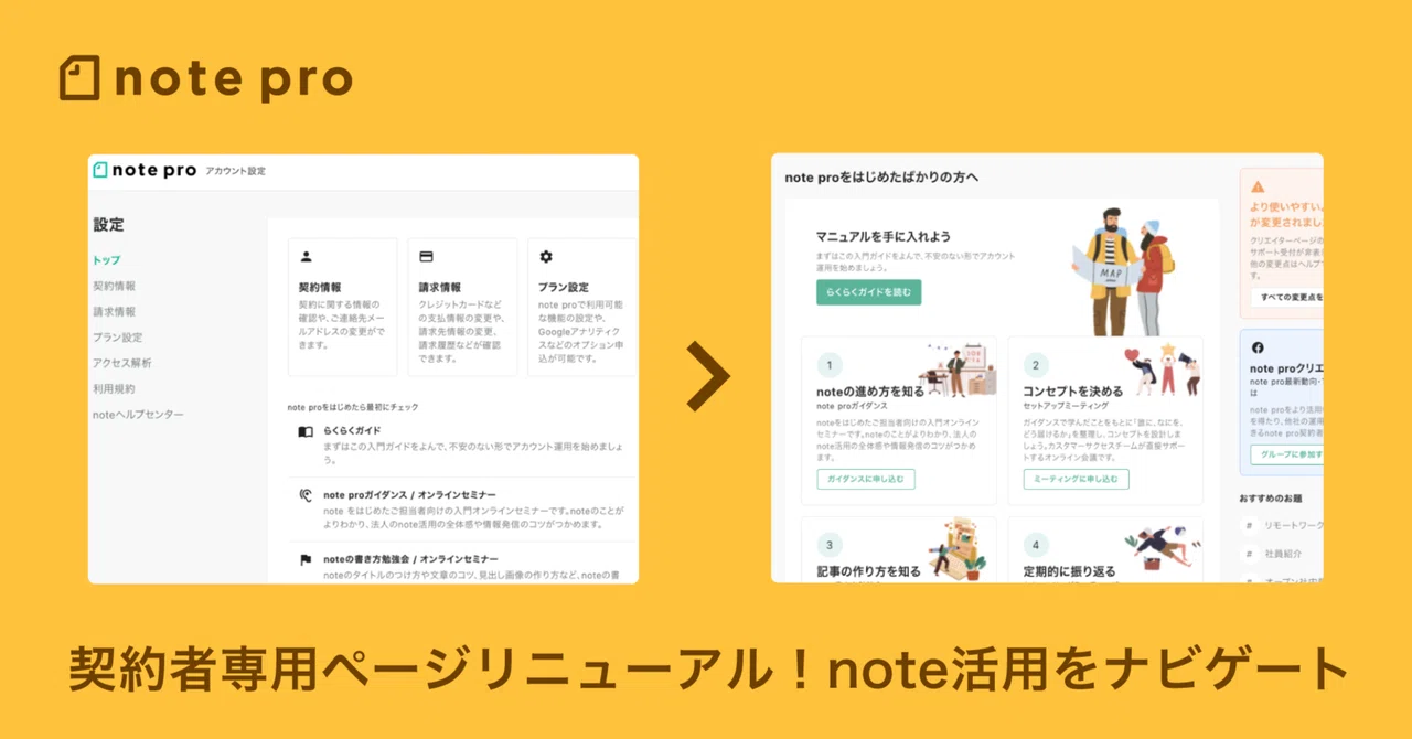 note proの契約者専用ページを刷新！noteのスムーズな立ち上げ・活用を 