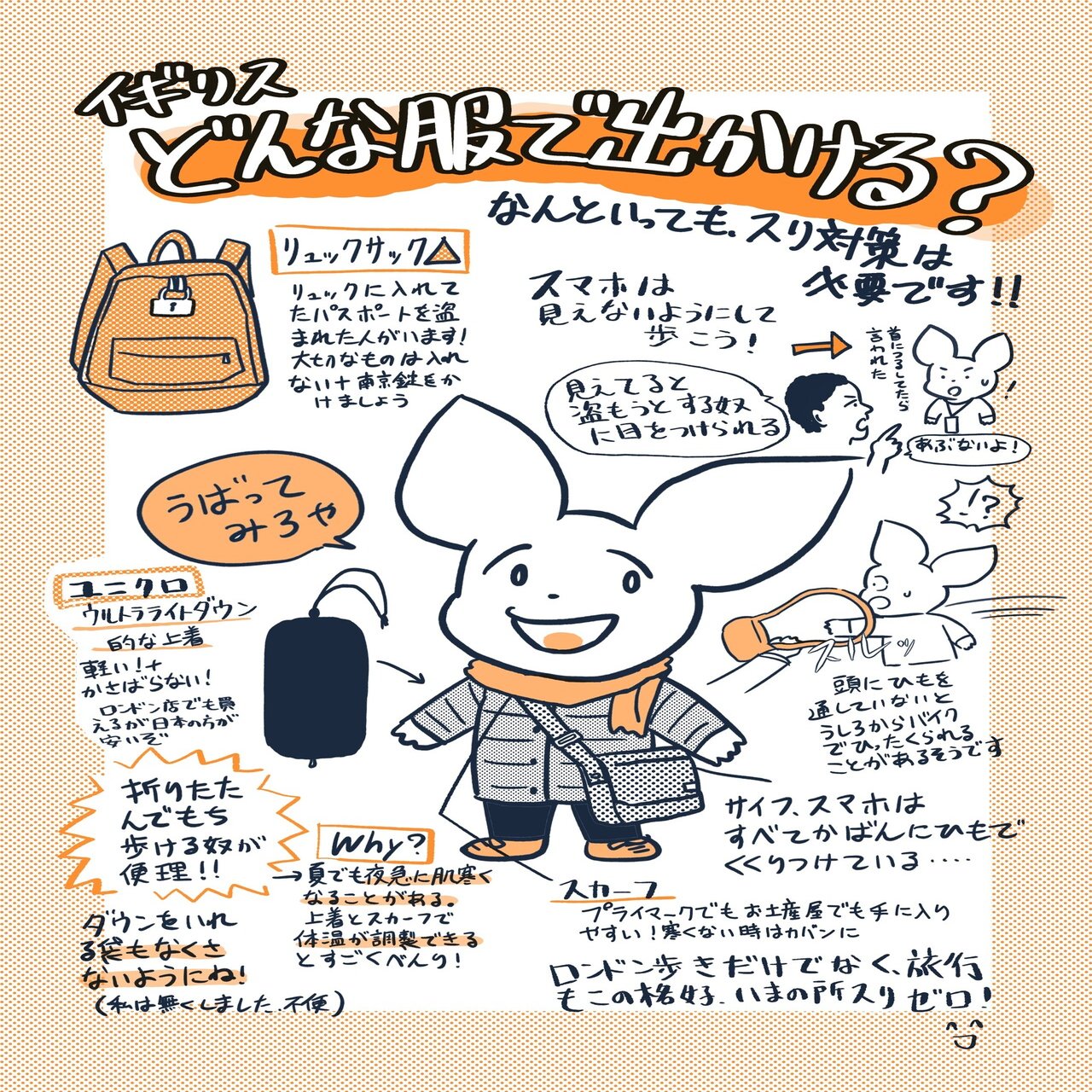 ロンドンでスリにあわなかった服装とカバン Mayu Sugimoto Note