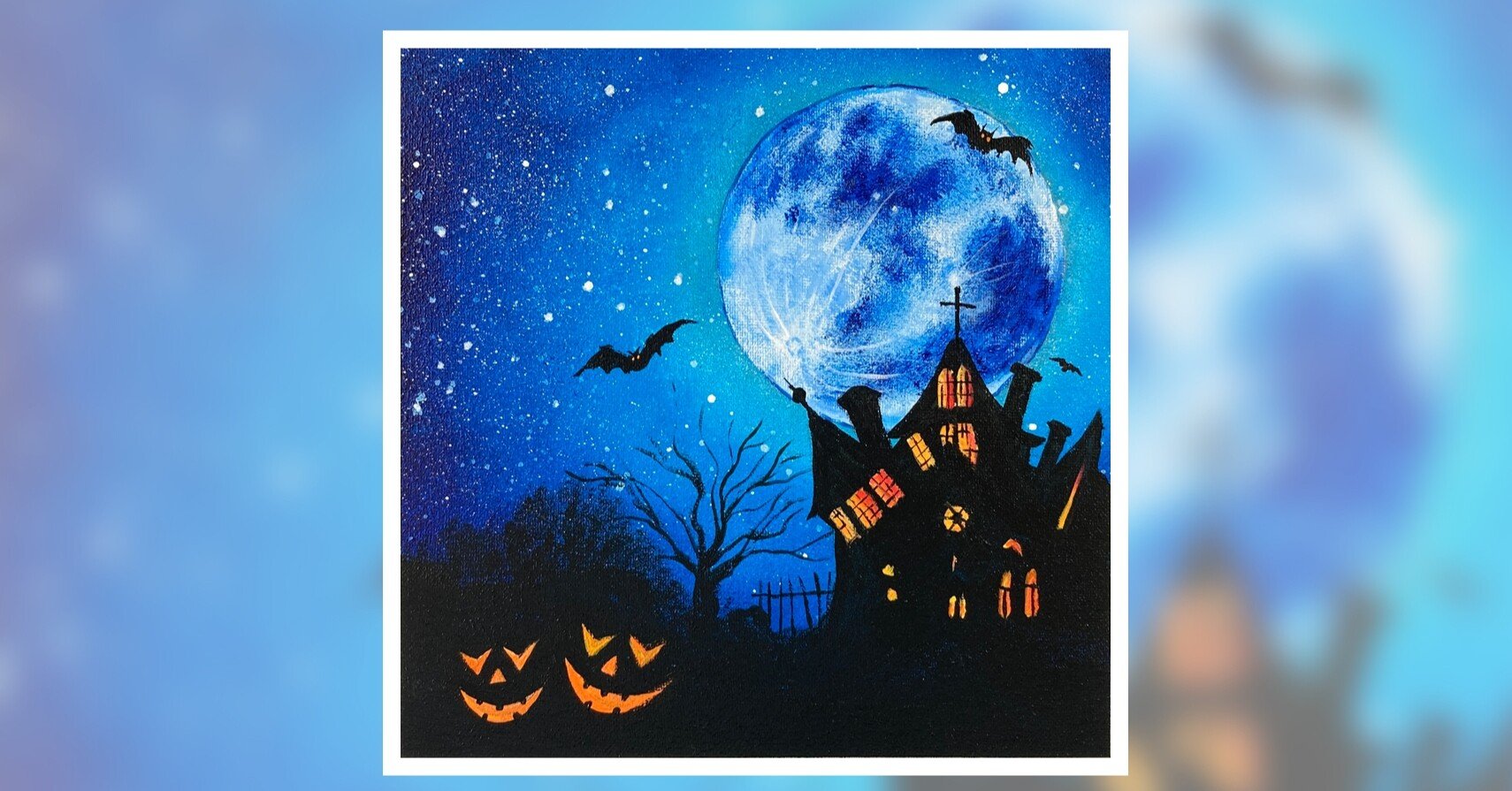アクリル絵の具で「満月のハロウィン🎃」を描いてみた。｜junya_art