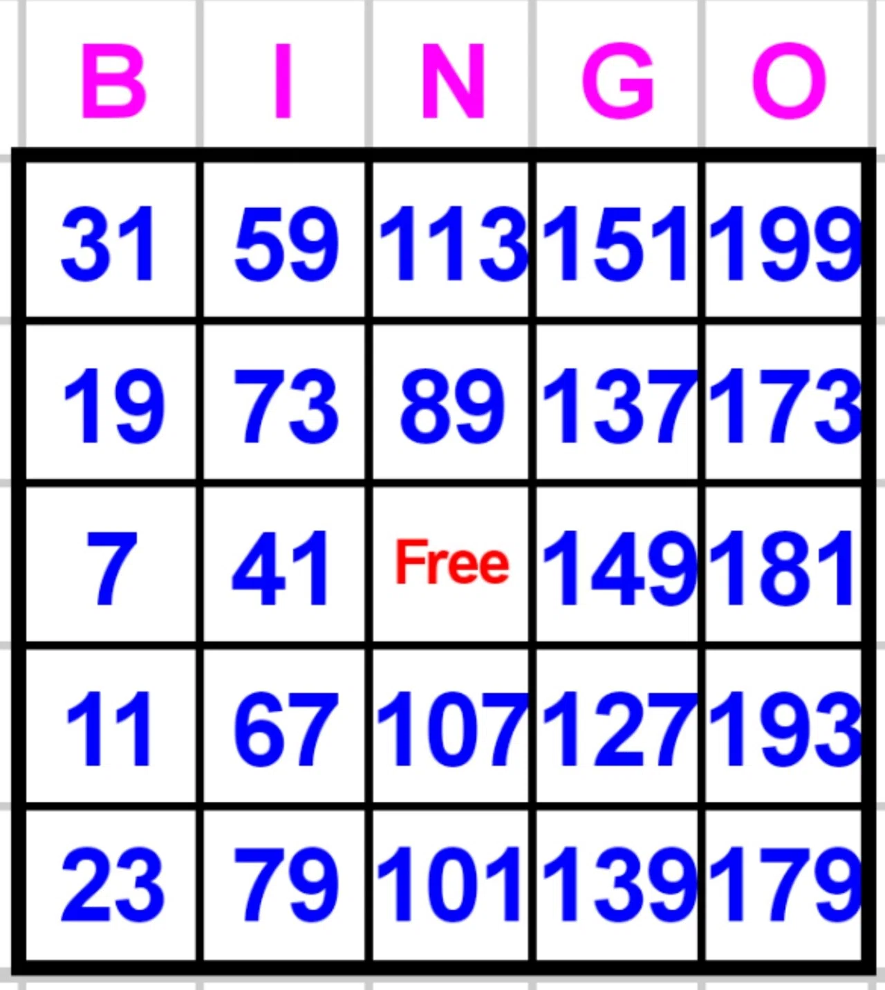 Sosu Bingo 素数ビンゴを成立させる条件を考察 Sosu Lover Number Mania Note