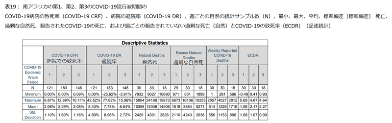 南アフリカの分析　表19