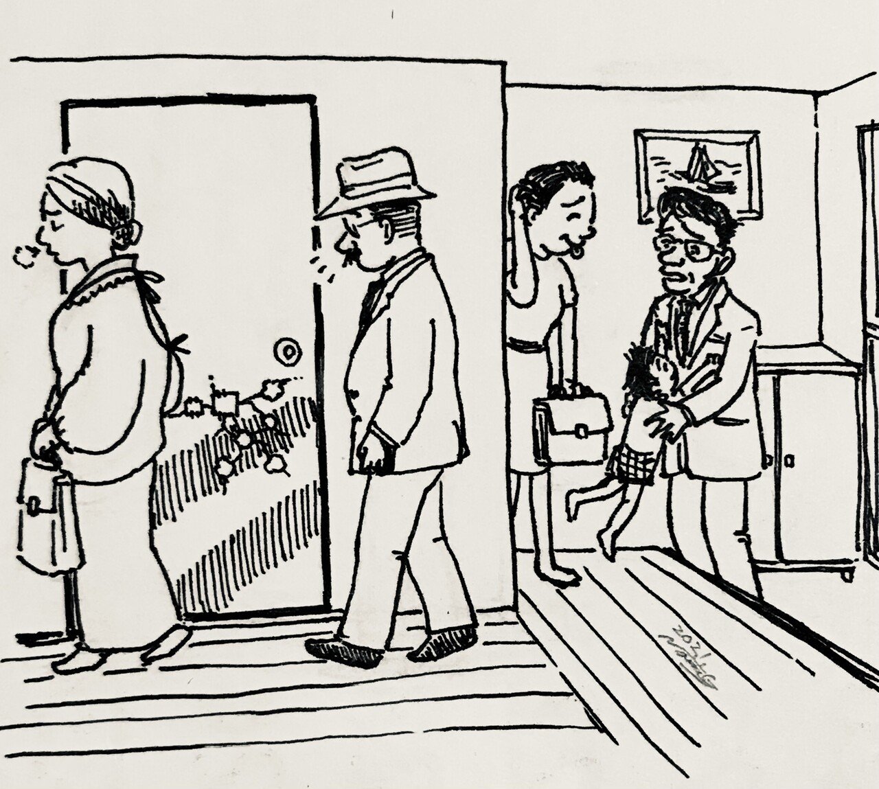 インクトーバー 29日目テーマ つぎはぎ 男性と義父が帰宅したところ襖が破れていました イラスト大喜利 なぜ破れたの 女性と弟が家の中で フラフープしたせい 以外の答えを教えてください 娯楽ないみ Note