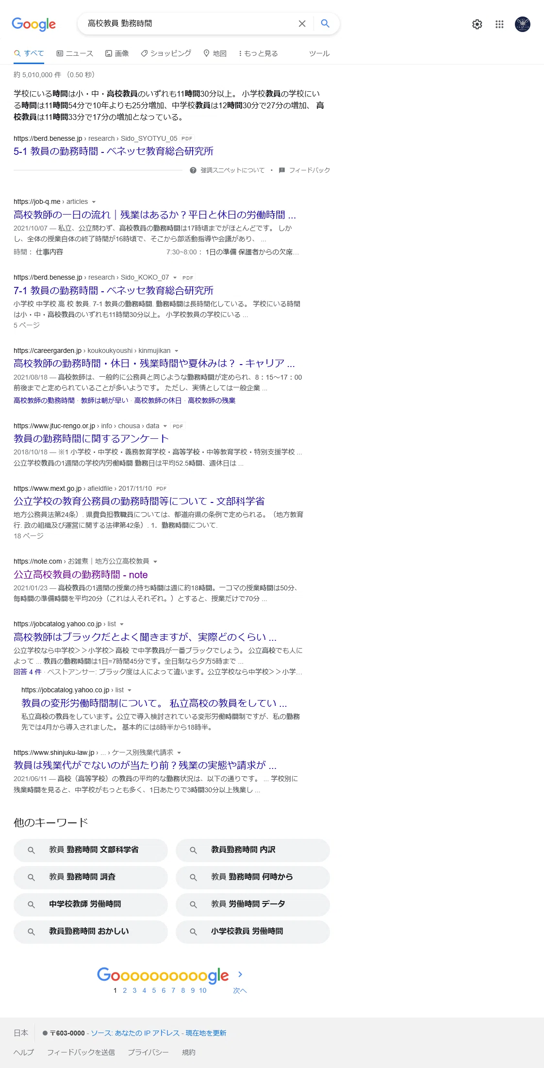 高校教員 勤務時間 - Google 検索