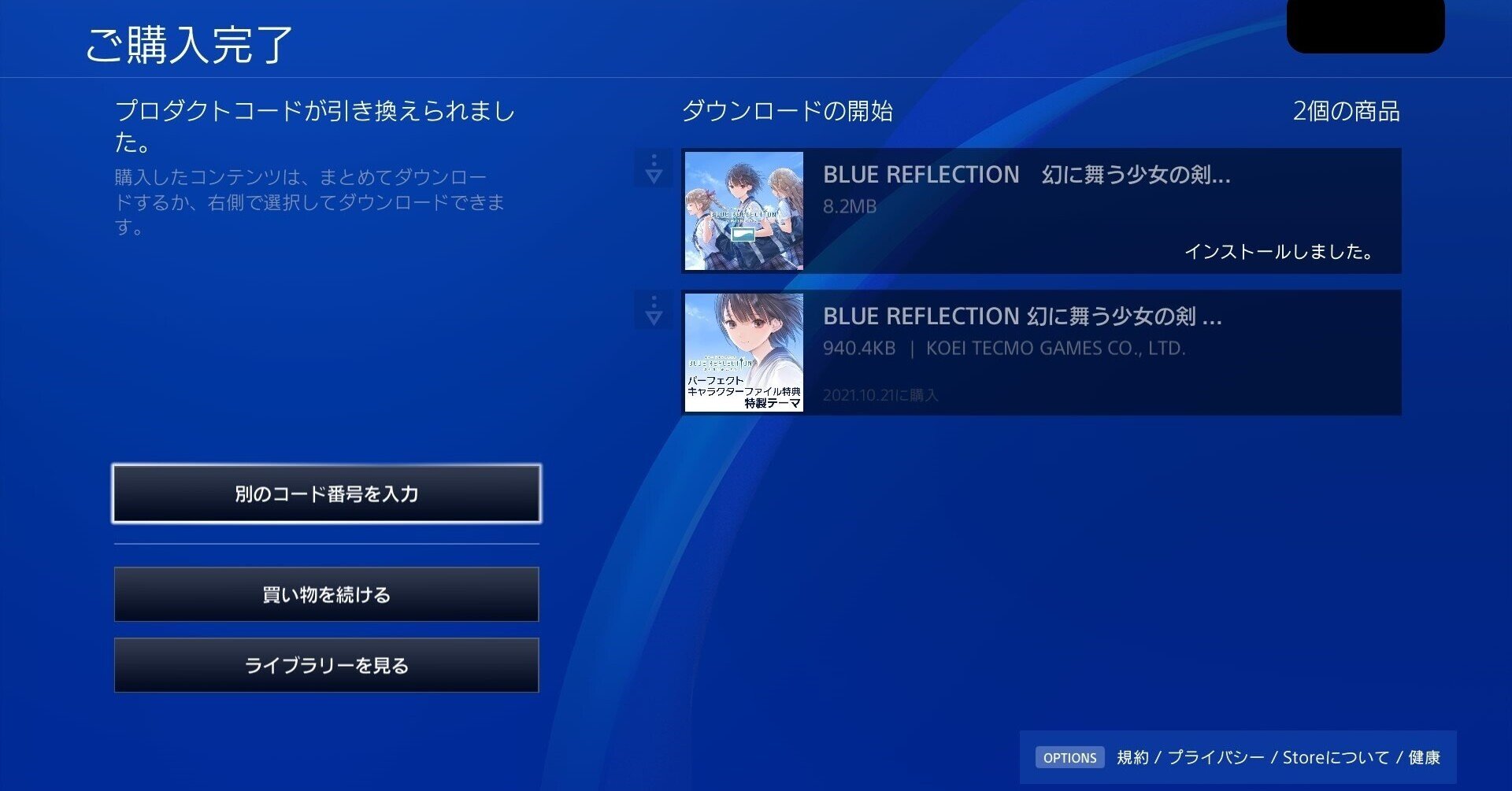 極美品・特典コード未使用】 BLUE REFLECTION TIE/帝 ブルー