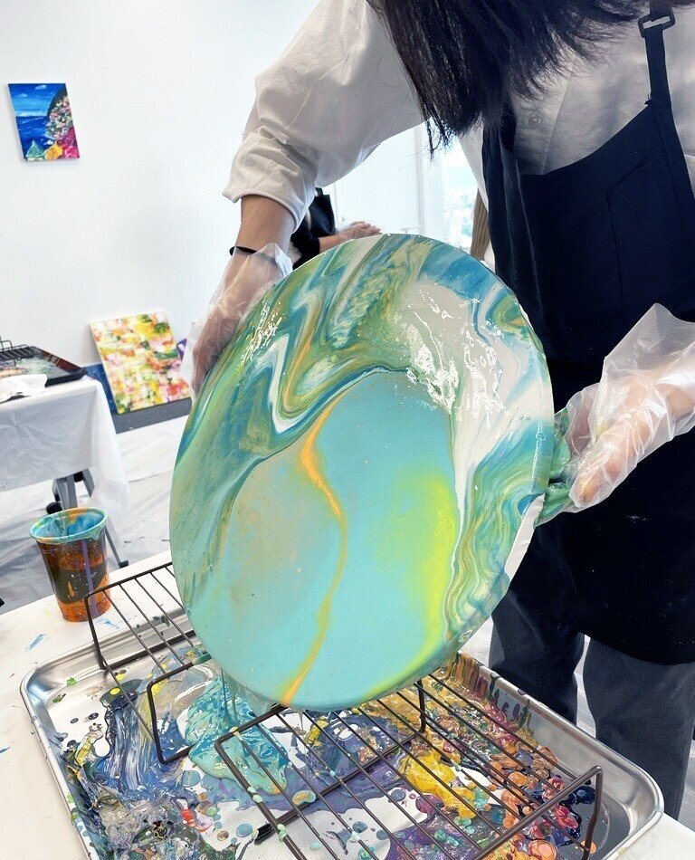 ポーリングアート キャンパスパネル20×20cm 2枚 アクリル絵の具
