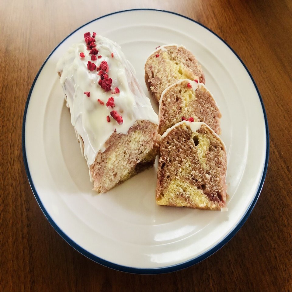 ラズベリーのマーブルパウンドケーキ ケイチェルおじ Note