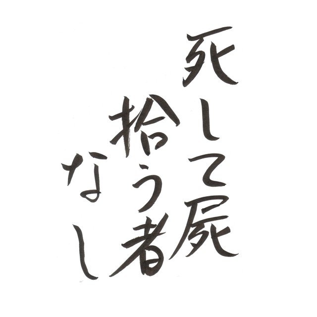 筆ペンなぐり書きによる「声に出して読みたい日本語」シリーズ。なんか昨日YouTubeで『大江戸捜査網』のオープニング曲の動画を見ちゃって。隠密同心 心得の条…