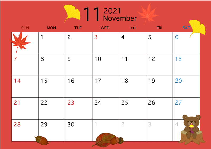 2021年11月カレンダー