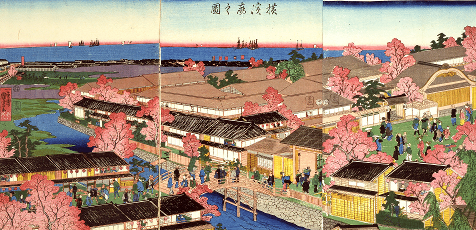 浮世絵　掛軸　歌川派　肉筆日本画　岩亀楼　遊女・喜遊 C194284＞ 岩亀楼亀遊 肉筆発句短冊／幕末の遊女 「つゆをだに