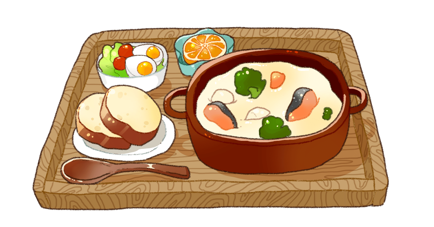 今日のご飯 クリームシチューのイラスト工程 おもも Note