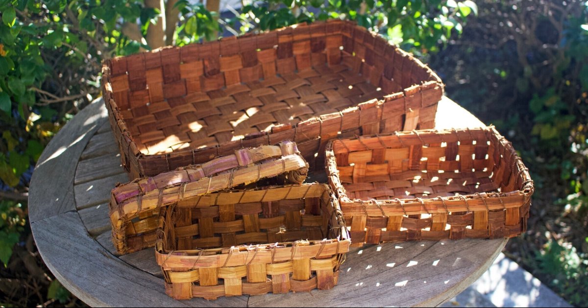 杉の皮でかご作り 「大小様々なサイズのかごを作りました♪ 」｜山の小リス 