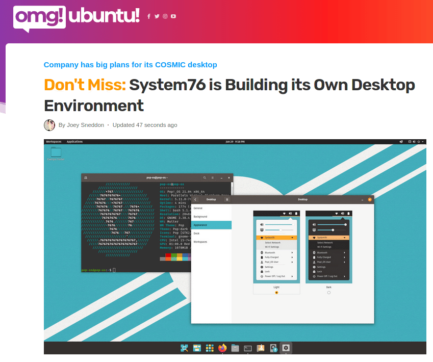 Pop!_OSが現在のGnomeベースのデスクトップ環境とは別に独自のデスクトップ環境を開発中！！  実際のリリースはまだ先だと思うけれど使いやすいと大いに期待です😀 https｜お〜げさん｜note