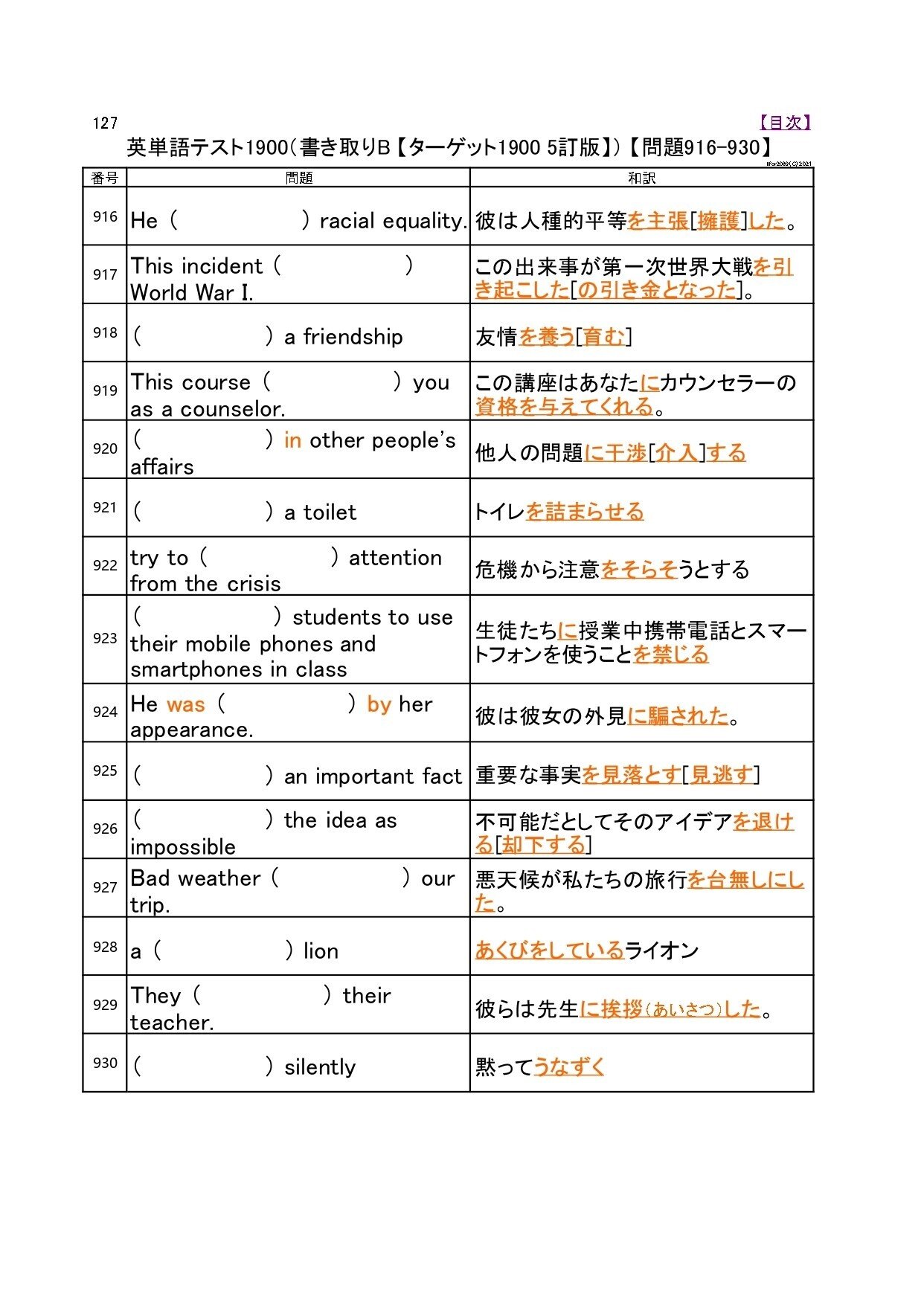 英単語テスト（ターゲット1900 5訂版）｜llfor2069