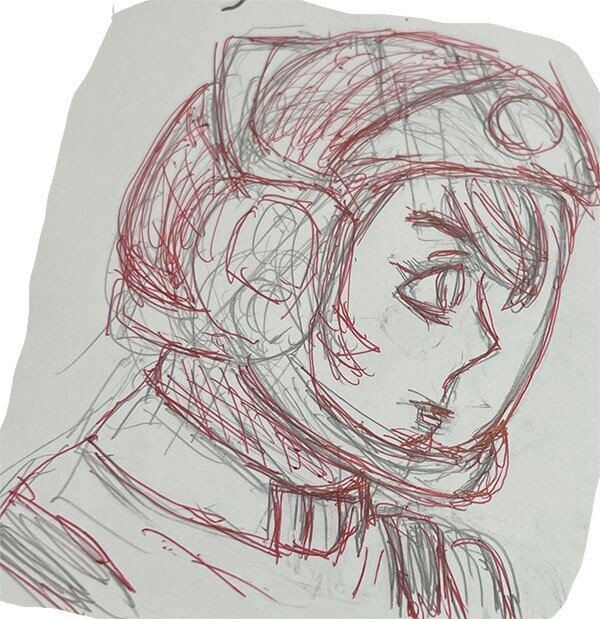 Gレコの宇宙服アイーダを描いてみた ヘルメットは見たままをそまま描こうとすると難しいね 体を描いてからヘルメットと宇宙服を被せるように描く方が割と楽 宇宙服は体を保護する役割があるので 人のシェルエット Triple 4649 Note