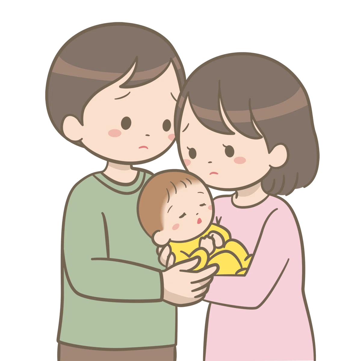 不安そうな夫婦 赤ちゃん