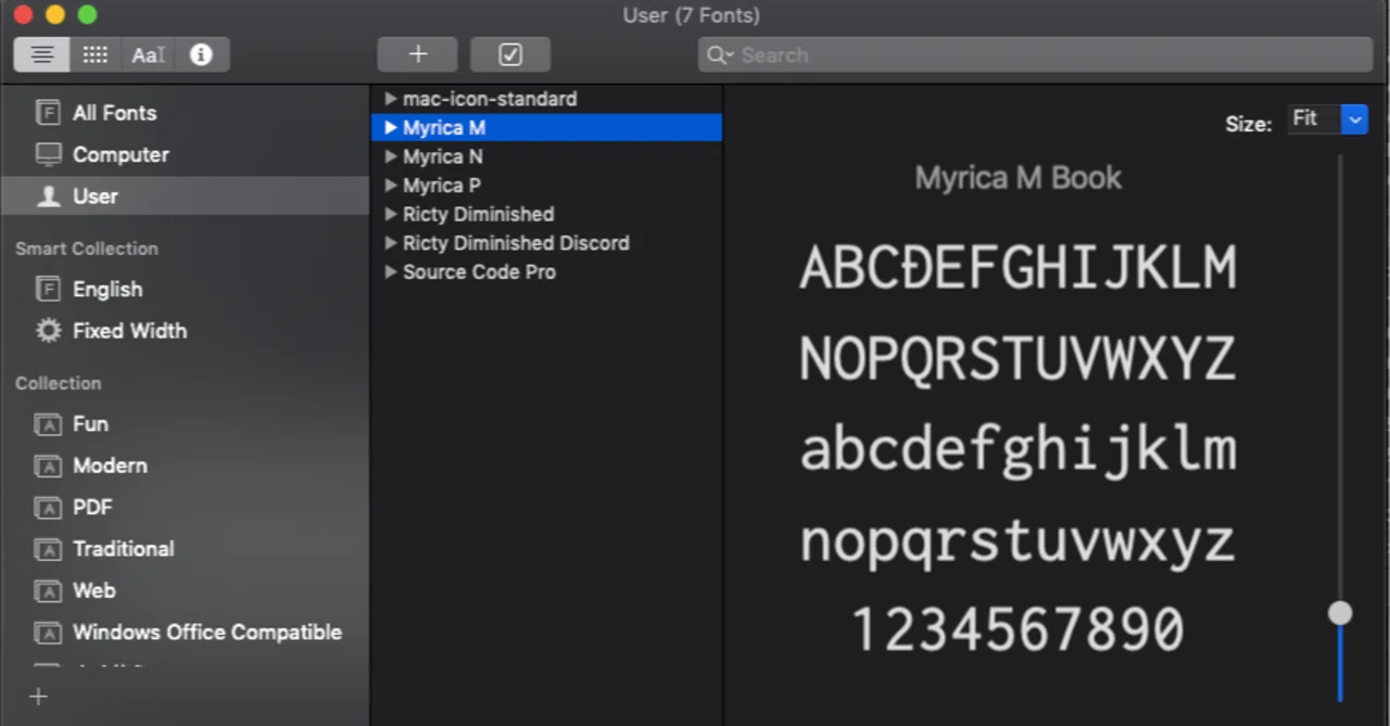 Changed VSCode font to Myrica｜oka