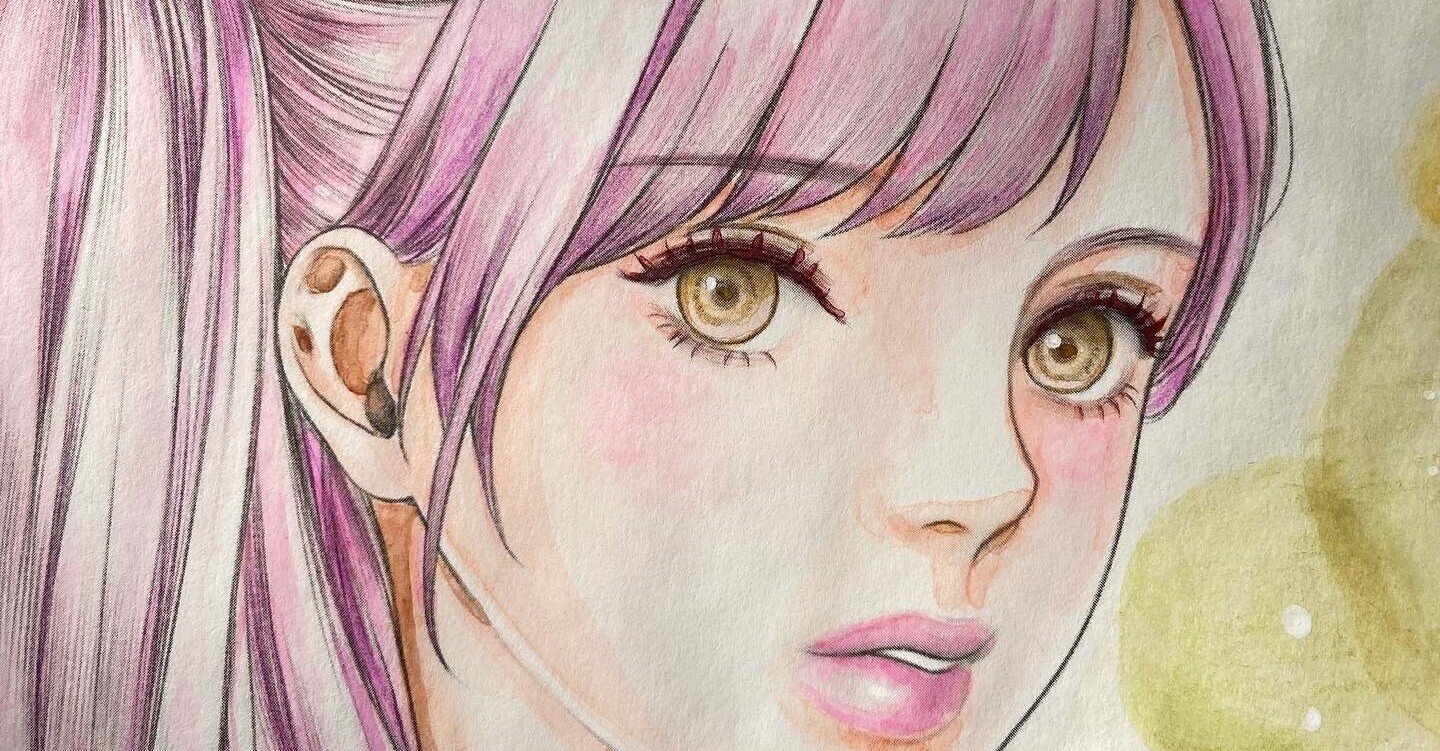 透明girl」色鉛筆画 水彩紙