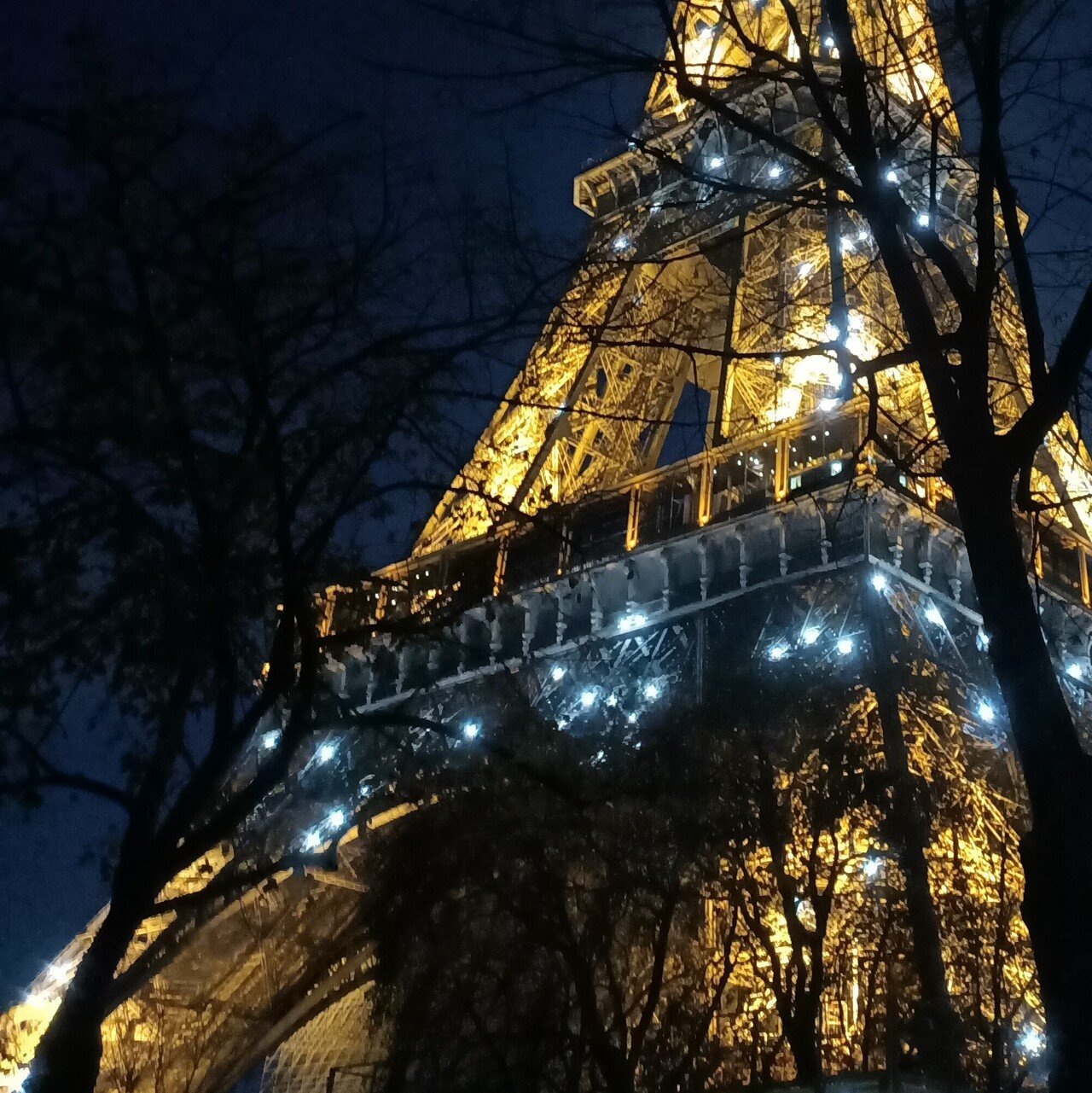 エッフェル塔のシャンパンフラッシュとユネスコ誕生75周年祝い